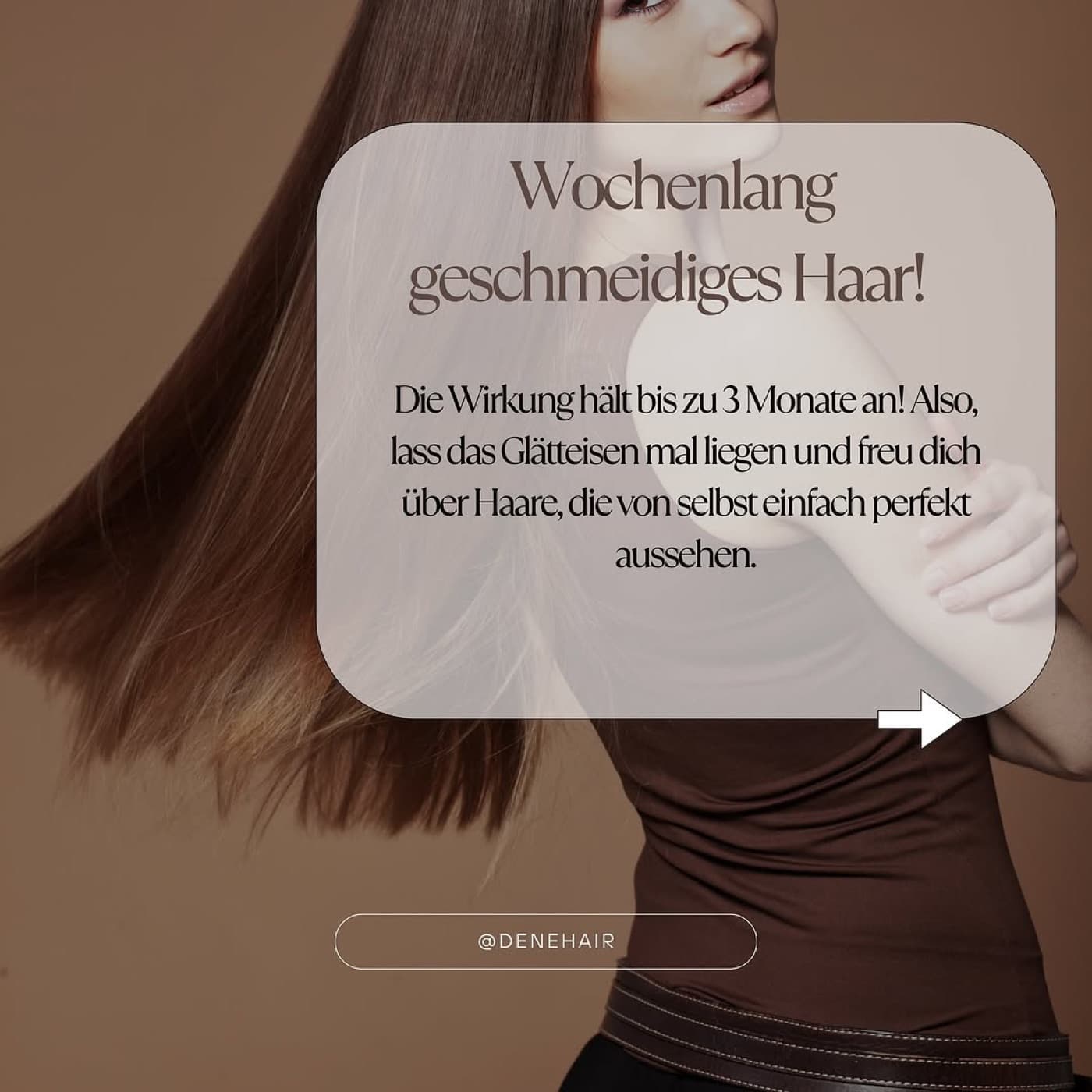 Smooth, shiny hair after the treatment